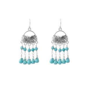  Bronzed By Barse Silver Plate Turquoise Howlite Earrings 