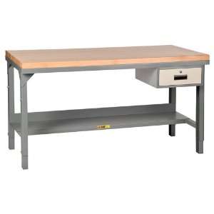 Little Giant Welded Steel Workbench with Butcher Block Top and Drawer 