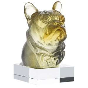 Daum Glass   Animal Collection   Charles Junior French Bulldog   Amber