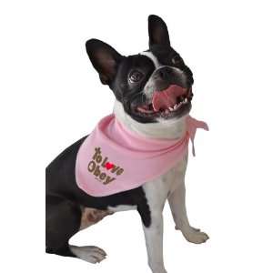 Ruff Ruff and Meow Doggie Bandana, To Love and Obey, Pink, Large