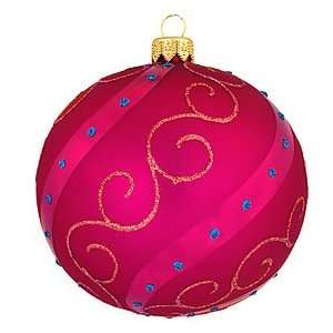  Fuschia With Swirls Glass Ornament