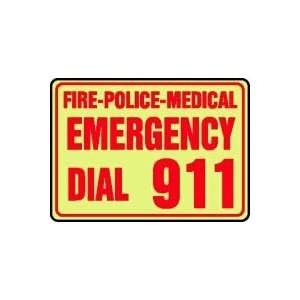   EMERGENCY DIAL 911 10 x 14 Lumi Glow Plastic Sign