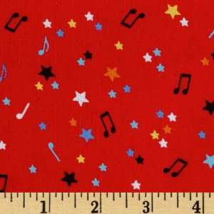  44 Wide Start the Party Musical Notes Red Fabric By The 