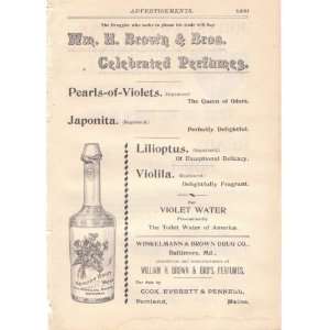 1896 FULL PAGE ORIGINAL ILLUSTRATED ADVERTISEMENT FOR WILLIAM H. BROWN 
