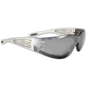   Padded Foam Silver Flame Riding Glasses Smoked Lens Safety Glasses