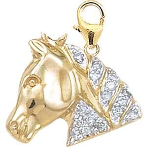  14K DIAMOND HORSEHEAD CHARM  YELLOW GOLD Jewelry