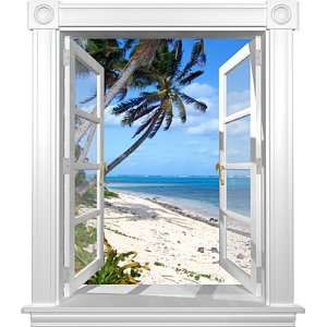 Coconut Beach Window Mural   36X42   Matte Finish