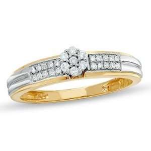  10K Two Tone Diamond Engagement Ring (0.12 Carat) (Size 9 