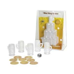 Mini Keg Game Includes (30 Mini Kegs, 8 Consequence Coasters & 1 Die 