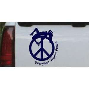 Navy 26in X 21.7in    Everyone Wants Peace Funny Car Window Wall 