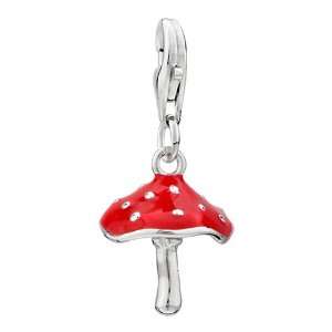  Amore Lavita(tm) Red Mushroom Dangle Sterling Silver Clasp 