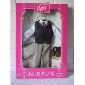 Fashion Avenue Ken   Khaki Pants, Gray Striped Vest and White Shirt 