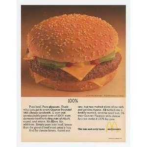  1979 McDonalds Quarter Pounder with Cheese 100% Pure Beef 