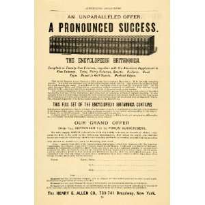  1891 Ad Henry G. Allen Encyclopedia Britannica Volumes 