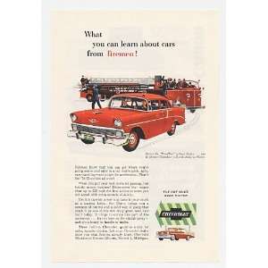  1956 Red Chevy Two Ten 4 Door Sedan Firemen Firetruck 