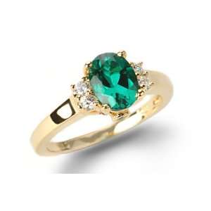  1.44 Ct Round Emerald Solid 14K Yellow Gold Ring   New 