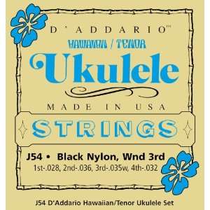  DAddario J54 Ukulele Strings, Tenor Ukulele/Hawaiian 