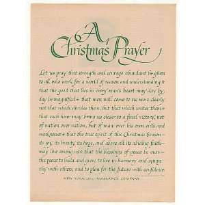  1963 New York Life Insurance Christmas Prayer Print Ad 
