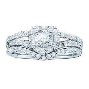    3/4 Carat Diamond 14k White Gold Heart Bridal Set Ring Jewelry