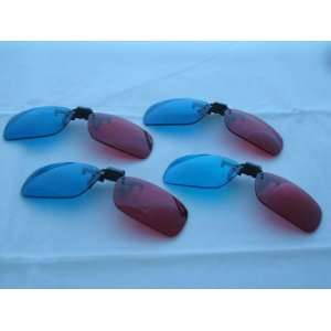   Clip On 3D Glasses for 3D Movies, DVDs and Gaming; Red/Cyan Lenses