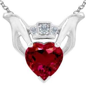 CANDYGEM 14k White Gold Plated 925 Sterling Silver Hands Holding Heart 