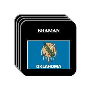 US State Flag   BRAMAN, Oklahoma (OK) Set of 4 Mini Mousepad Coasters