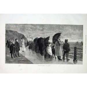  Seaside Enjoyment  By Ormsby Antique Print 1876 Art 