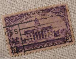 1938 COMMEMORATIVE 3 CENT IOWA TERRITORY STAMP US 838  