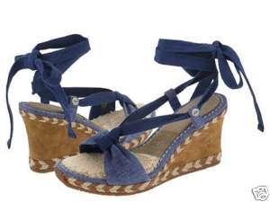 NIB UGG Blue Depths AMELIE Ankle Wrap Wedge Shoes 5 / 7  