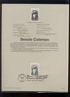2956 32c Bessie Coleman USPS #9511 Souvenir Page  