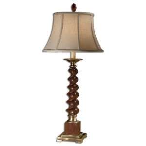 Uttermost 35 Inch Myron Twist Table Lamp In Wood Tone w/ Aged Bronze 