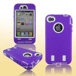 Heavy Duty Tough Case For iPhone 4 (Purple/White)  