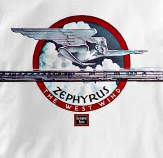 Burlington Route Zephyr West Wind Railroad T Shirt XL  