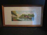 Old Riviere en Flandre Colored Etching SIGNED by G. Darfeuil River 