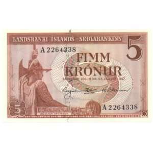  Iceland L.1957 5 Kronur, Pick 37b 