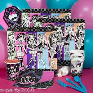 MONSTER HIGH Birthday PARTY Supplies plates cups napkins  
