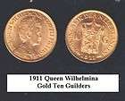 Netherlands 1911 GOLD 10 GUILDER A SUPER GEM BU GRADE  DEPICTS QUEEN 
