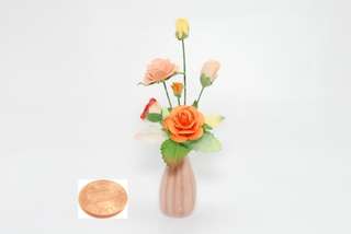 Dollhouse Miniature Flower in Ceramic Vase Gift Art 024  