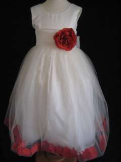 IVORY PERSIMMON ROSE PETAL FLOWER GIRL DRESS size 24 MO  
