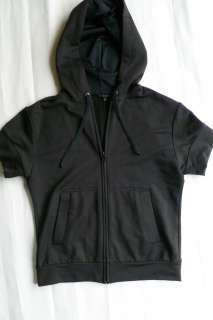THEORY black zip hoodie short sleeve P  