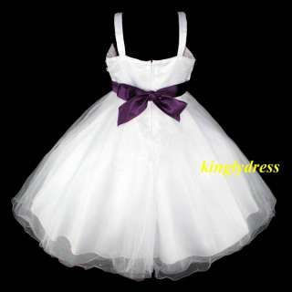 NEW Flower Girl Pageant Wedding Princess Dress Purple White Size 5, 6 