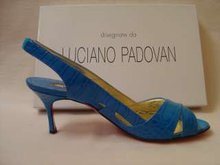 Luciano Padovan Blue Slingback Heels 36.5 / 6.5 Heels NIB $595  