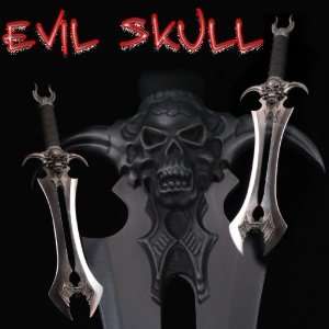  Evil Skull Fantasy 440 Stainless Steel Dagger Plaque 