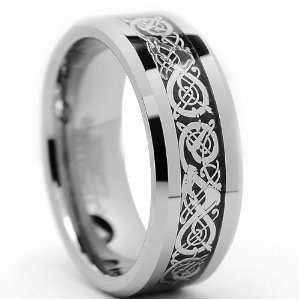 8MM Celtic Dragon Tungsten Carbide Ring Wedding Band Size 