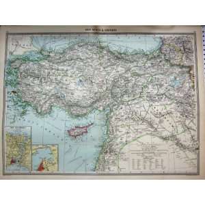  MAP c1890 ASIA MINOR ARMENIA PALESTINE SUEZ CANAL SAID 
