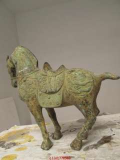 Fine China Bronze Long Phoenix Horse Statues ST ST  