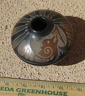 Hopi Zia Robert Homer Blackware Sgraffitto Avanyu Pottery Jar  