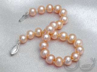 Peach Pink 6.0mm Cultured Pearl Bracelet 14K Gold Clasp  
