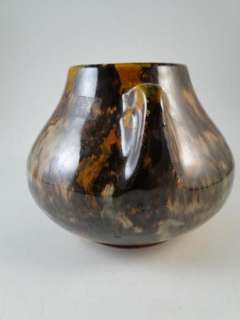 Vintage Art Pottery Brush McCoy Drip Glaze Urn Vase Pot Antique Squat 