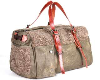New Men Women Coated Canvas Leather Plush Vintage Military Handbag 